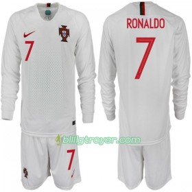 Billige Fotballdrakter Portugal RONALDO 7 Barn VM 2018 Bortedraktsett Langermet